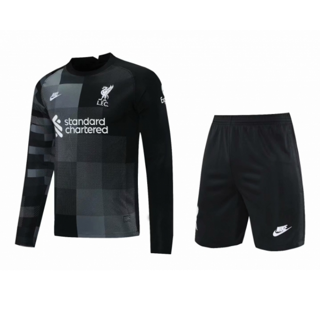 2021/22 Liverpool Long Sleeve Black Goalkeeper Soccer Kits (Shirt+Shorts)